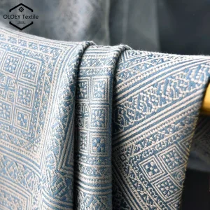 Elegant Blue Luxury Jacquard Curtains
